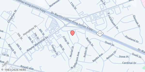 Map showing Blood of the Lamb Church at 1100 The First Church Rd., Goldsboro, NC