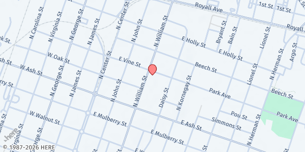 Map showing House of Fordham/Goldsboro at 412 N. William St., Goldsboro, NC