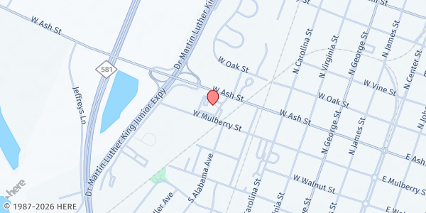 Map showing St. Mark Church of Christ at 700 W. Ash St., Goldsboro, NC