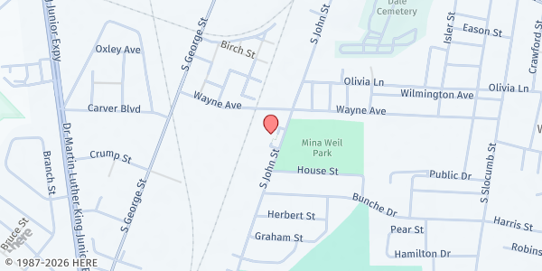 Map showing The Original Tabernacle of Prayer For All People at 1005 S. John St., Goldsboro, NC