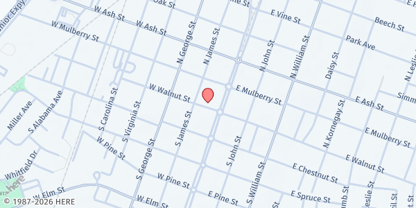 Map showing United Church Ministries at 119 West Walnut Street, Goldsboro, NC