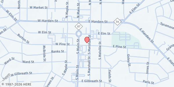 Map showing DreamAlign Ministries at 124 E. Pine St., Graham, NC