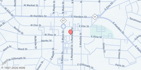 Map showing DreamAlign Ministries at 124 East Pine Street, Graham, NC