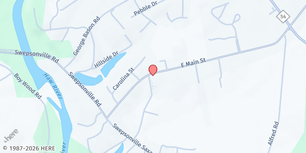 Map showing Stone Soup Menus, Inc. at 1307 E. Main St., Graham, NC