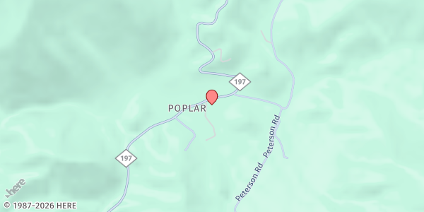 Map showing Poplar Community Building at 21 Marvins Garage Rd., Green Mountain, NC