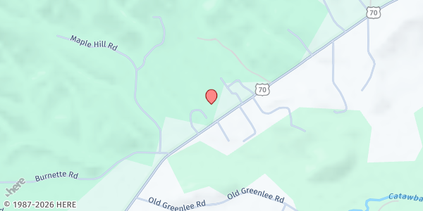 Map showing Grace Community Church at 5182 US 70 W., Greenlee, NC