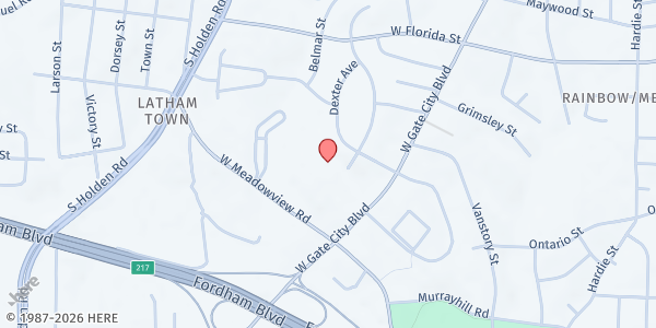 Map showing AmeriHealth Caritas NC Wellness & Opportunity Center at 3018 West Gate City Blvd., Greensboro, NC