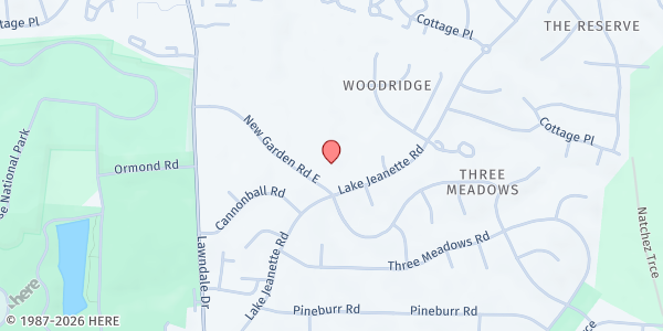 Map showing Cathedral of His Glory at 4501 Lake Jeanette Rd, Greensboro, NC