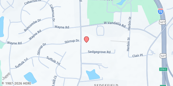 Map showing Celia Phelps Memorial UMC at 3709 Groometown Road, Greensboro, NC