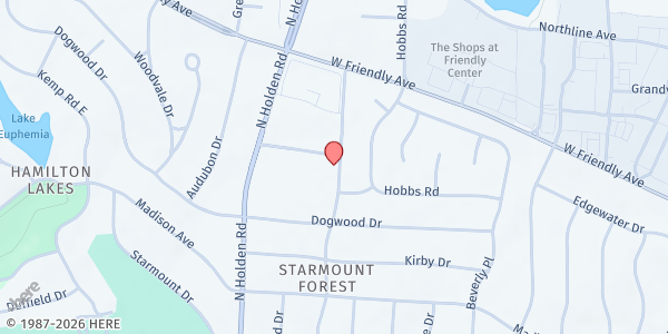 Map showing Christ United Methodist Church at 410 N. Holden Rd., Greensboro, NC