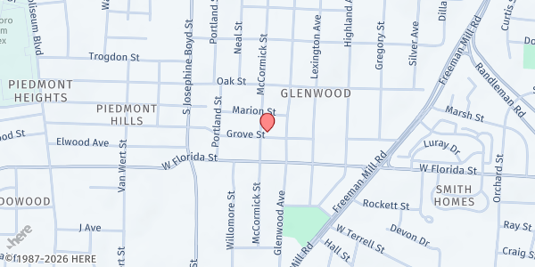 Map showing Divine Intervention Community Resources at 1214 Grove Street, Greensboro, NC