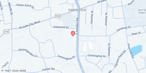 Map showing Free Indeed Food Pantry at 2400 S Holden Rd, Greensboro, NC