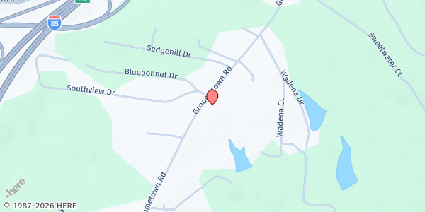 Map showing Groometown United Methodist Church at 5005 Groometown Road, Greensboro, NC