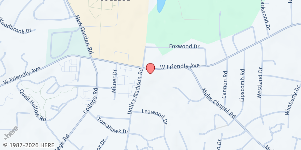 Map showing Jewish Family Services at 5509-C W Friendly Ave, Greensboro, NC