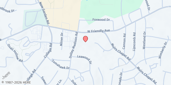 Map showing Jewish Family Services at 5509-C W. Friendly Ave., Greensboro, NC