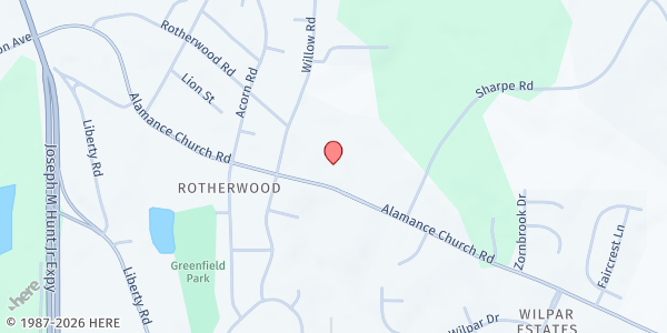Map showing Mount Zion Baptist Church at 1301 Alamance Church Rd., Greensboro, NC