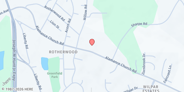 Map showing Mount Zion Baptist Church of Greensboro at 1301 Alamance Church Rd., Greensboro, NC