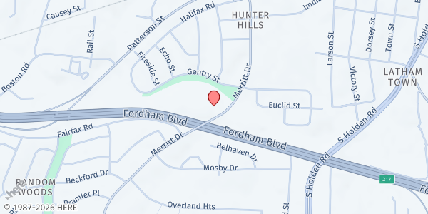 Map showing One Step Further at 1806 Merritt Dr, Greensboro, NC