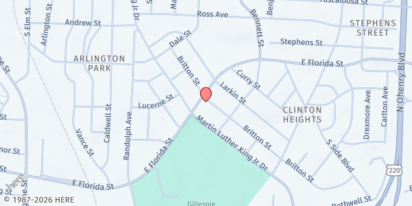 Map showing Saint Matthews UMC at 600 E. Florida St., Greensboro, NC