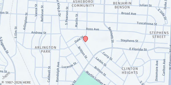 Map showing St Paul Baptist Church at 1309 Larkin St., Greensboro, NC