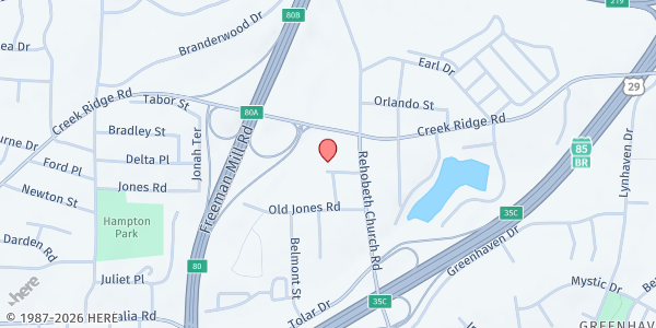 Map showing The Redeemed Christian Church at 1808 Mack Street, Greensboro, NC