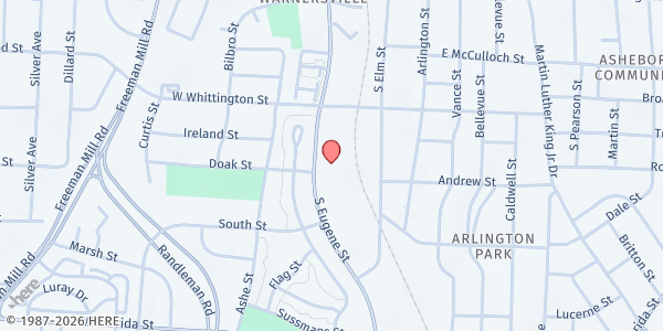 Map showing The Salvation Army - Center of Hope at 1311 S Eugene St, Greensboro, NC