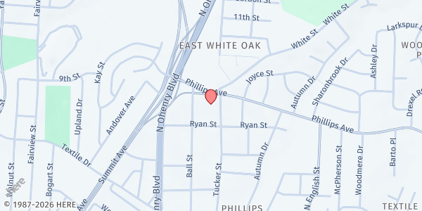 Map showing Turning Point - Bread of Life at 1606 Phillips Ave., Greensboro, NC