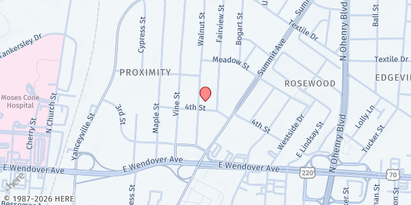 Map showing United Youth Care Foundation at 1207 4th St., Greensboro, NC