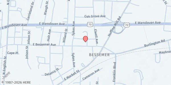 Map showing W.D. Mohammed Islamic Center at 3015 E. Bessemer Ave., Greensboro, NC