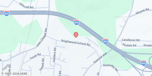 Map showing We Are One Christian Fellowship at 1951 Brightwood School, Greensboro, NC