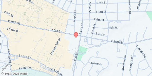 Map showing ECU Purple Pantry - Umstead Hall at 1000 East 10th Street, Greenville, NC