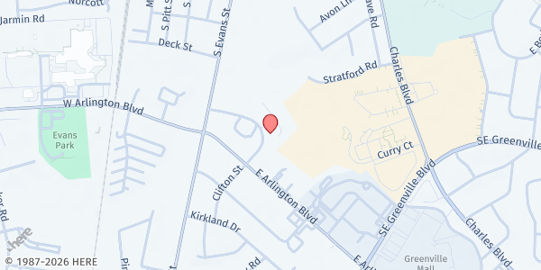 Map showing Freedom Family Foundation Inc - Greenville at 313 Clifton St., Greenville, NC