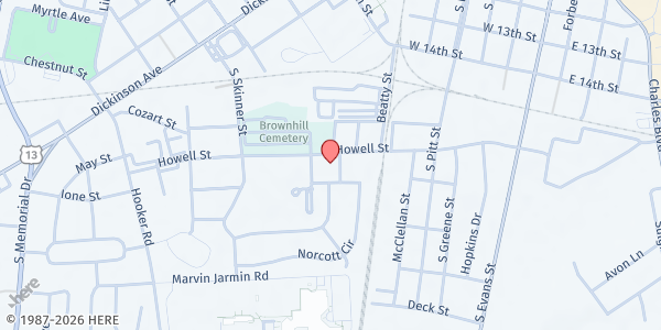 Map showing Joseph Provisions at 703 Howell Street, Greenville, NC