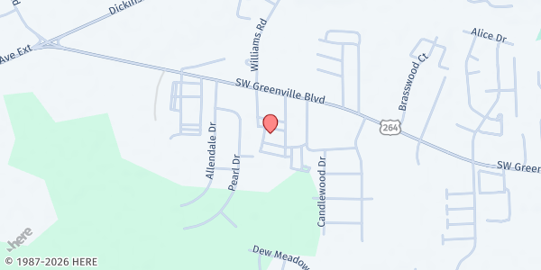 Map showing Koinonia Christian Center Church at 1405 Greenville Boulevard Southwest, Greenville, NC