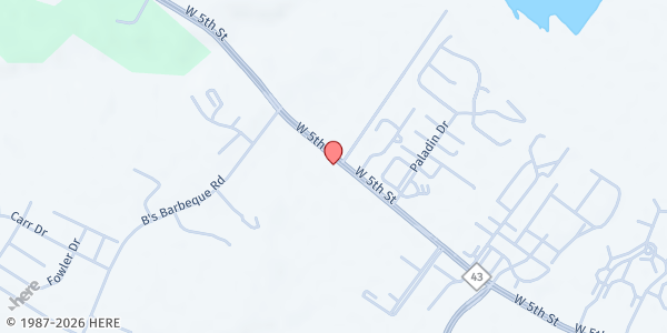 Map showing Pentecostal Temple Holy Church of Deliverance at 2751 W. 5th St., Greenville, NC