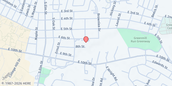 Map showing St. James UMC at 2006 East 6th Street, Greenville, NC