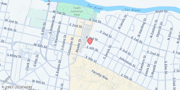 Map showing St. Paul's Episcopal Church at 401 East 4th Street, Greenville, NC