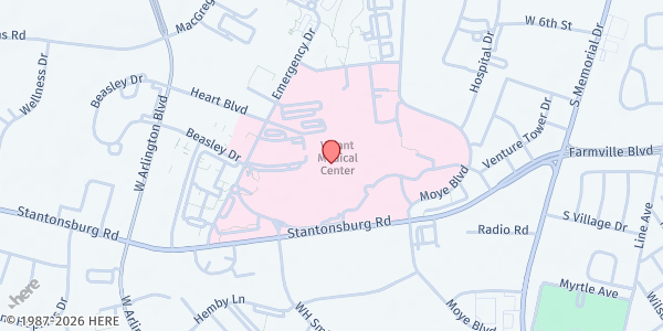 Map showing Vidant Health Food Pantry at 2100 Stantonsburg Rd., Greenville, NC