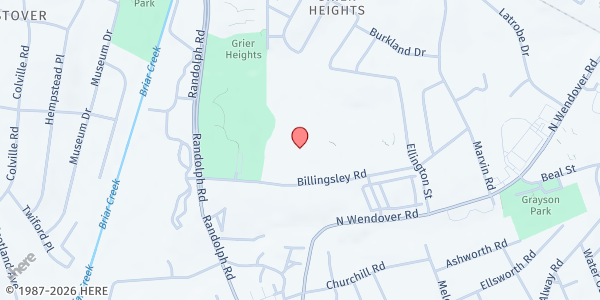 Map showing DSS Main Office Wallace H. Kuralt Center at 301 Billingsley Road, Grier Heights, NC