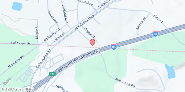 Map showing St Peter Baptist Church at 116 Poplar Dr., Grover, NC