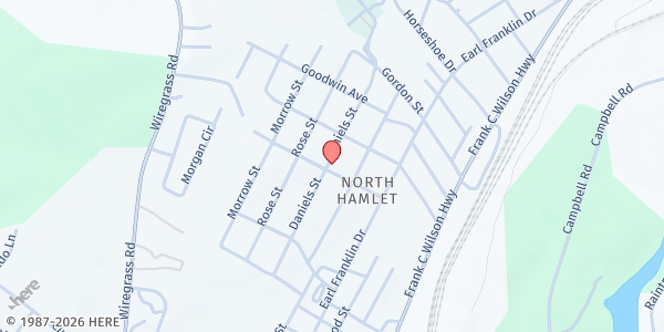 Map showing Faith Assembly Church at 148 Daniels St., Hamlet, NC