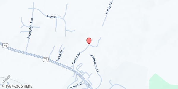 Map showing King's Gate Church at 161 Sierra Ave., Hamlet, NC