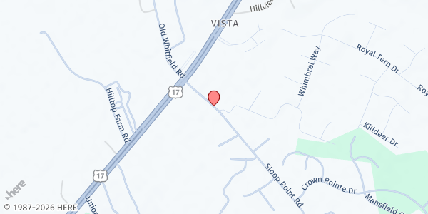 Map showing Livingstones Tabernacle at 127 Sloop Point Rd., Hampstead, NC