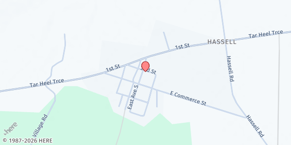 Map showing Kingdom Entity Apostolic Ministries at 1062 E. Ave., Hassell, NC