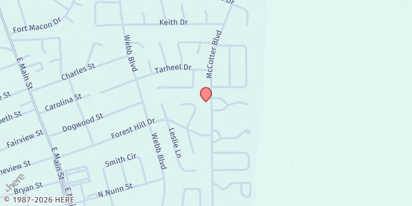 Map showing Bible Believers Fellowship Church at 323 McCotter Blvd., Havelock, NC