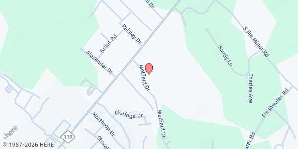 Map showing Melfield United Church of Christ at 2144 Melfield Dr, Haw River, NC