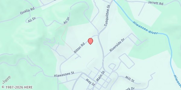 Map showing Hayesville First Freewill Baptist Church at 259 Tusquittee St., Hayesville, NC