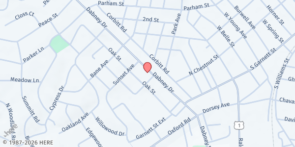 Map showing Anathoth House at 315 Dabney Dr., Henderson, NC