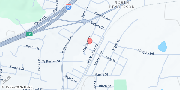 Map showing Calvary Temple Holy Church at 215 Kitchen Avenue, Henderson, NC