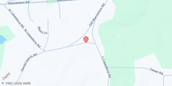 Map showing Cokesbury United Methodist at 2440 S. Cokesbury Rd., Henderson, NC